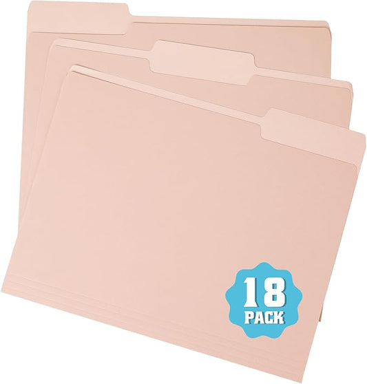 File Folders, 18 Pack Manilla Folders 8.5x11,Colored File Folders Home Office School Supplies for Documents Files Paper(7590U)