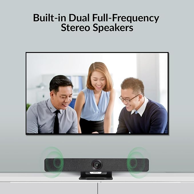 WYRESTORM 4K Conference Room Camera with AI Auto Framing, Presenter & Speaker Tracking, 120° Wide-Angle Webcam, 5X Digital Zoom, 4-Mic Array & 2 Speakers, Work with Meet, Teams, Zoom