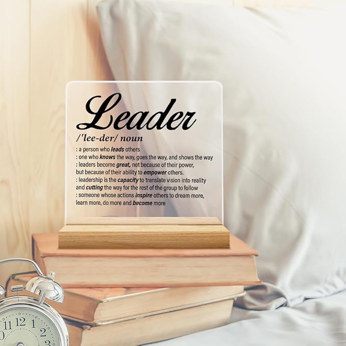 Best Leader Gifts for Women & Men - Thank You Appreciation Gifts for Boss & Mentor - Acrylic Desk Sign Office Decor