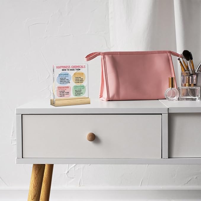 Therapy Office Desk Decor, Mental Health Decoration, School Counselor Gifts, Gifts for Women Psychologist Counselor Therapist, Halloween Christmas Gift Happiness Chemicals Acrylic Sign