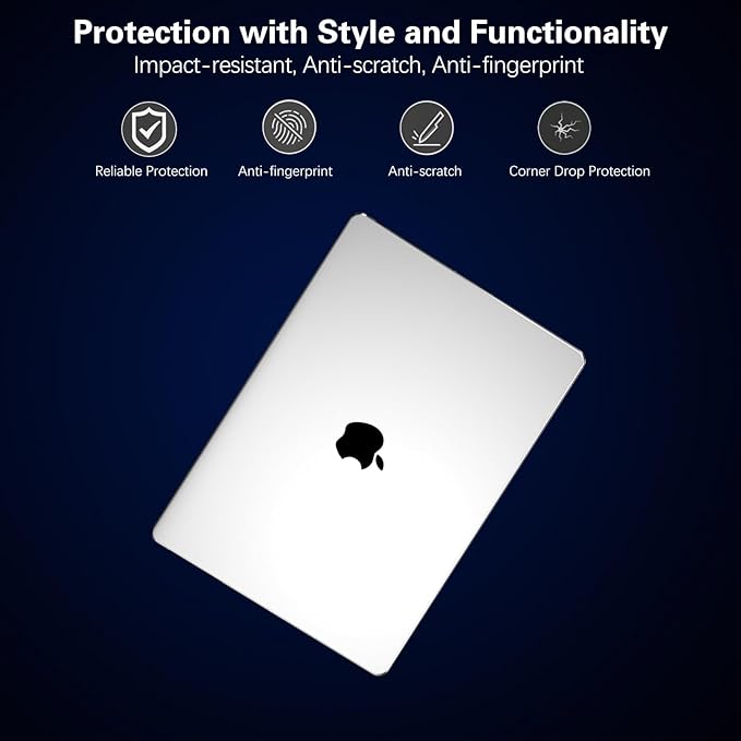 KEROM Crystal Clear Case for MacBook Air 13 inch 2025-2022 M4 M3 M2 A3240 A3113 A2681, MacBook Air 13 inch Clear Case M4 M3 M2, Slim Plastic Hard Shell & Keyboard Cover for Mac Air 13.6'', Transparent