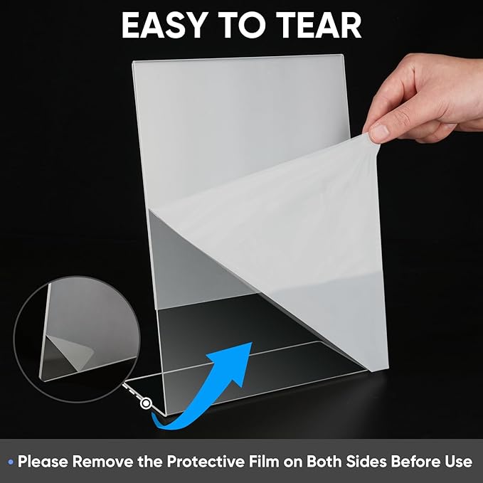 TICONN 8.5 x 11 Acrylic Sign Holder, L Shape Clear Sign Stand for Displaying, Plastic Paper Holder for Office, Store, Restaurant (Vertical 3 Pack)