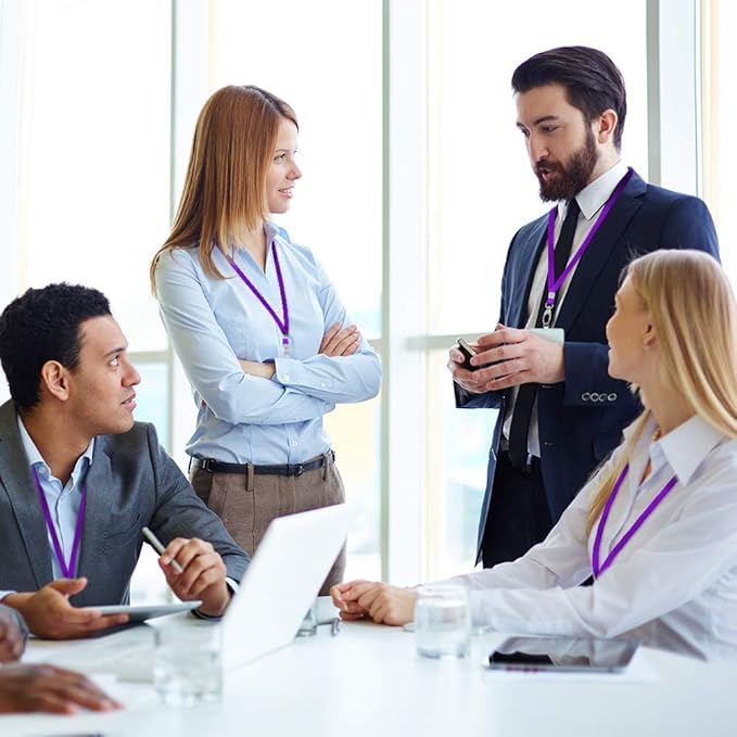 50 Pack Lanyards for Id Badges Holder Bulk Lanyard with Clip Swivel Hooks(Purple)