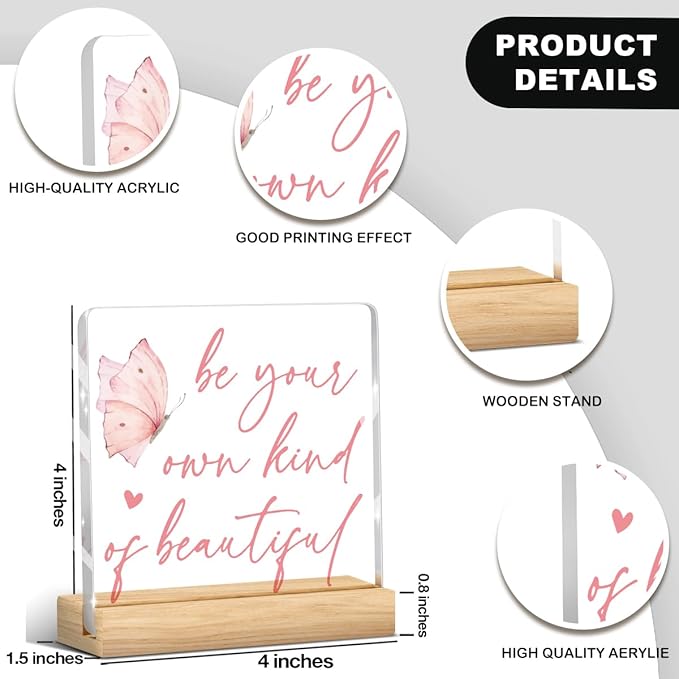 Coquette Room Gifts Pink Inspirational Awareness Positive Affirmation Sign Acrylic Sign Plaque Motivational Table Decorations for Home Living Room Bedroom