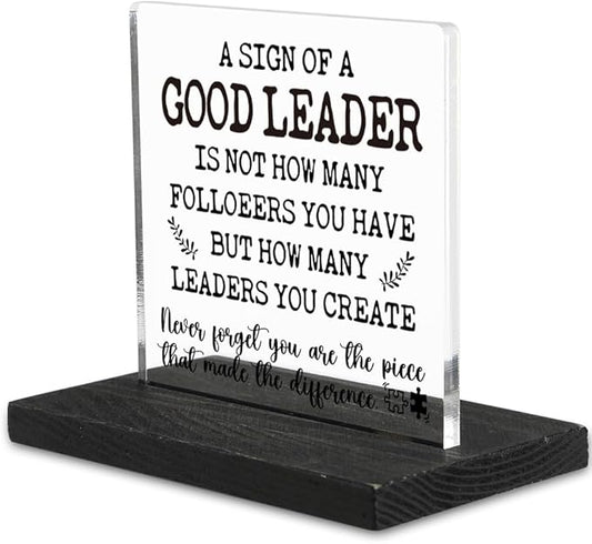 Leader gifts for Women Men, Leadership Gifts for Women Managers, Thank You Appreciation Gifts for Leader Mentor Boss Team Leader, Office Home Best Leader Gifts Decorative Signs-DX331