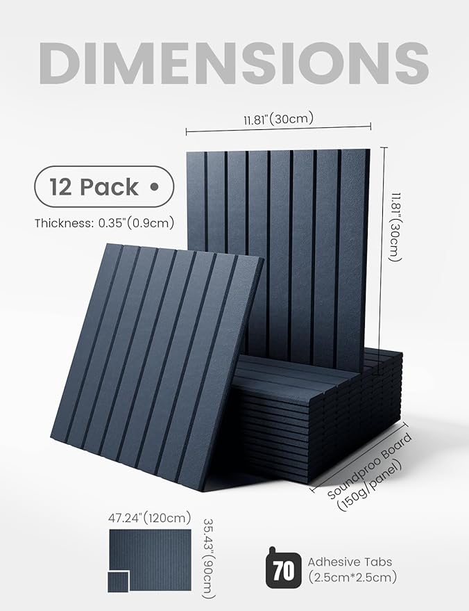 Large Felt Bulletin Board 48" X 36" Cork Board Alternative-12 Pack with 70 Safe Removable Adhesive Tabs, Cork Boards for Walls Cork Board for Home Office Classroom Pin Board (Denim Blue)