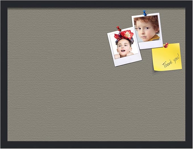 PinPix 24x18 Inch Cork Bulletin Board. This Decorative Framed Pin Board Comes with Pewter Design and a Satin Black Frame. Ideal for Home Office Decor or Message Board (PinPix-1812)