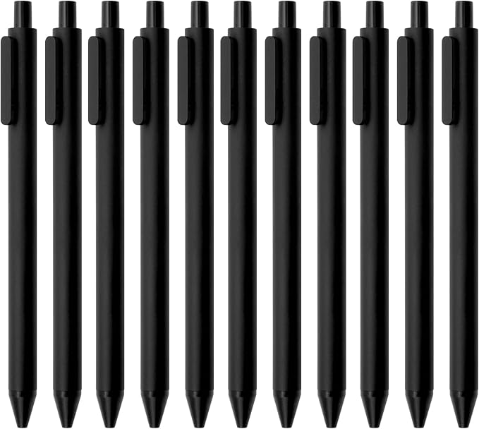 Kaco Gel Pens, 0.5 mm Fine Point, Black Ink 10 Count, Quick Dry Smooth Writing, Aesthetic Office Supplies Refillable Retractable