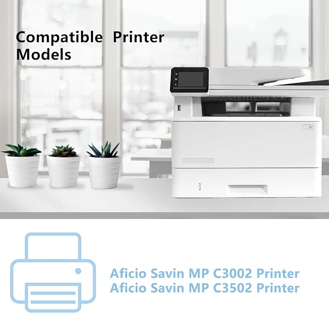 MP C3002 MP C3502 Toner Cartridge Repalcement for MP C3502 C3002 841735 841736 841737 841738 for Aficio Savin MP C3002 MP C3502 MPC3002 MPC3502 Printers(4 Pack Black Cyan Magenta Yellow)