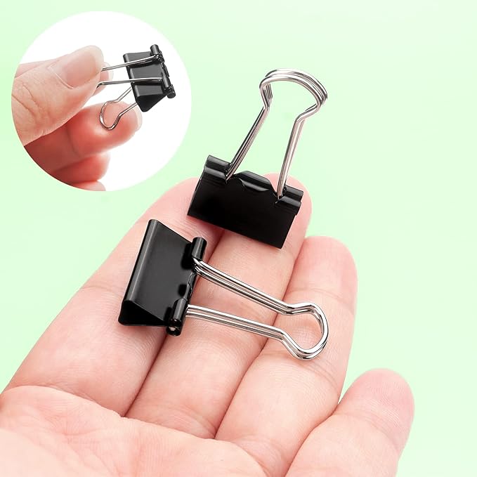 ZZTX Black Binder Clips Paper Clamps Clips Small Size, 0.75 Inches, 36 Pack