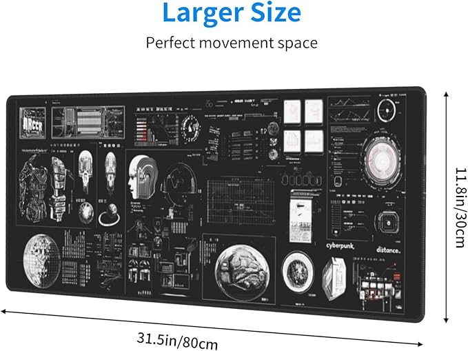 Machine Composition Mouse Pad 31.5 X 11.8 Inch Big Desk Rubber Base Stitched Edges Keyboard Pad XXL Mouse Mat for Home Game and Office