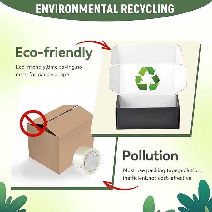 12"x9"x4" Shipping Boxes Set of 5, Black Corrugated Cardboard Box Literature Mailer