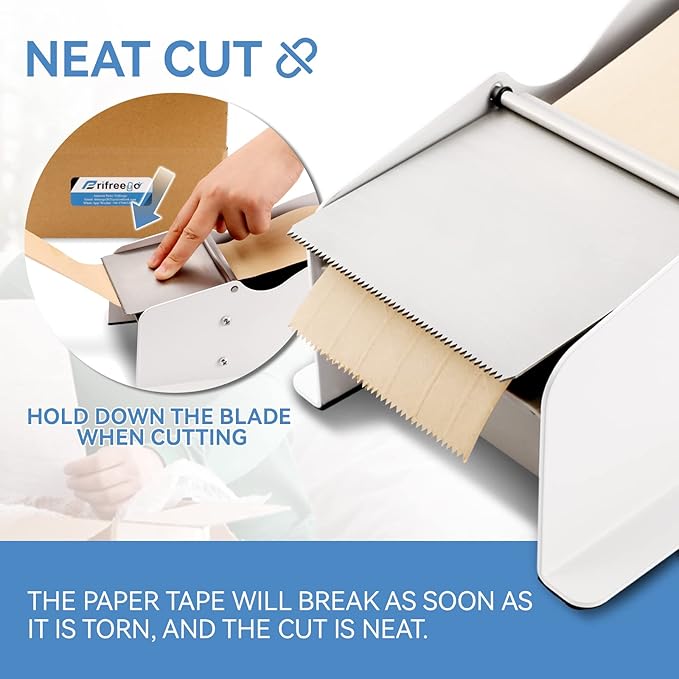 Water-Activated Tape Dispenser, Manual Width-Adjustable Kraft Gum Tape Dispenser for 0.98-3.54" Wide Tape, All-Body Steel Packing Tape Dispenser, Stable and Durable