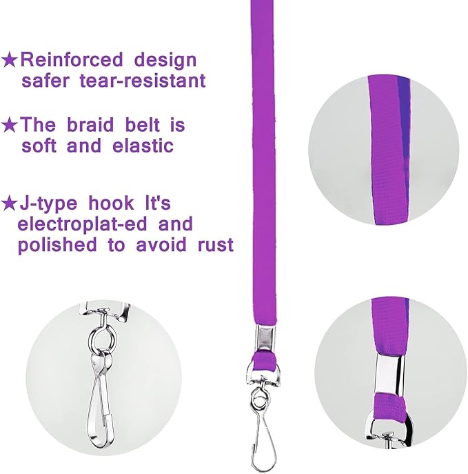 Bulk Lanyards Lanyards for ID Badges,Lanyards with Swivel Hook Clips for Name Tag Lanyard ID Holder (Purple, 100 packs)