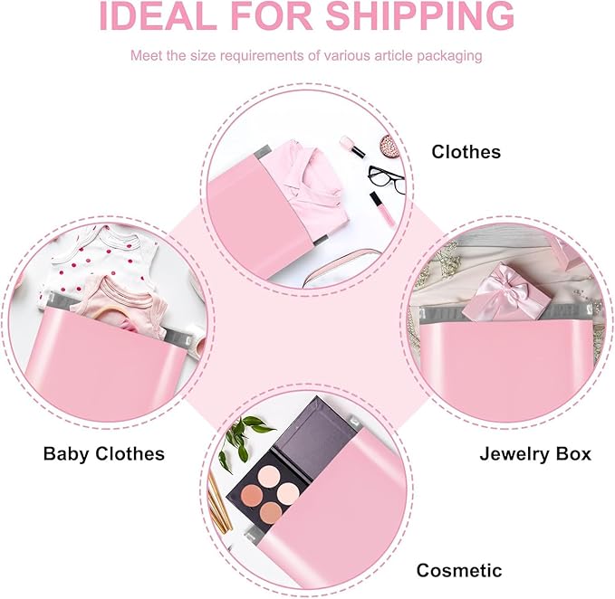 Fuxury Pink Poly Mailers 10x13 Inch 500pc,Sturdy Shipping Bags for Clothes,Self Adhesive Mailing Shipping Envelopes,Waterproof Colorful Packaging Bags for Dress Books Accessories