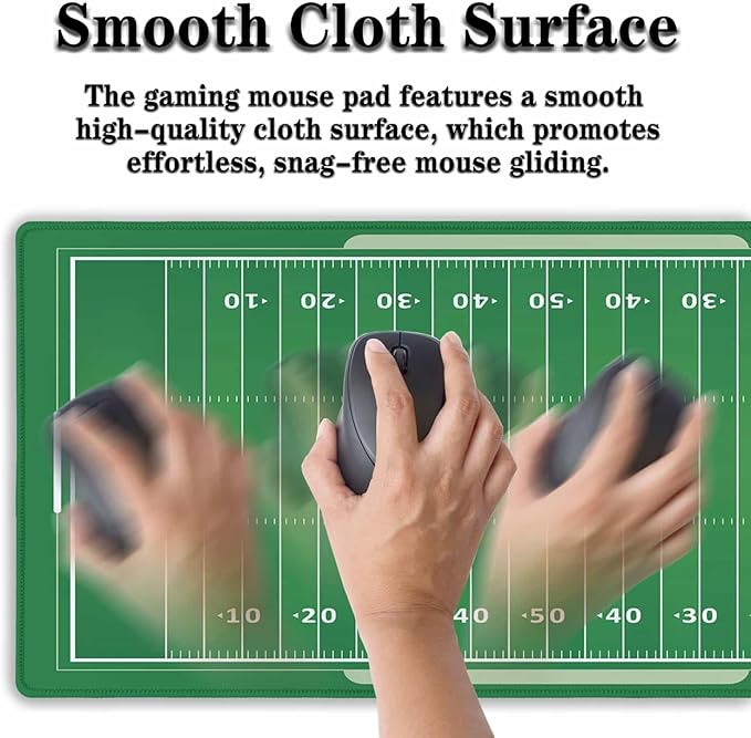 Green Desk Pads, Large Non-Slip Mousepads, Gaming Desk Pad - 35.4 X 15.7 inch for Work, Game, Home - American Football Field
