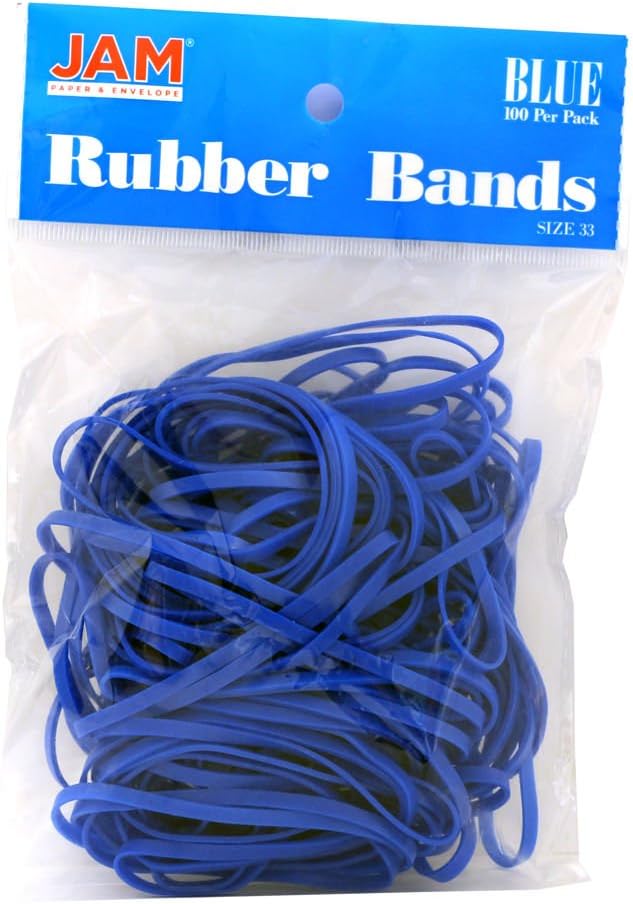 JAM PAPER Colorful Rubber Bands - Size 33 - Blue Rubberbands - 100/Pack