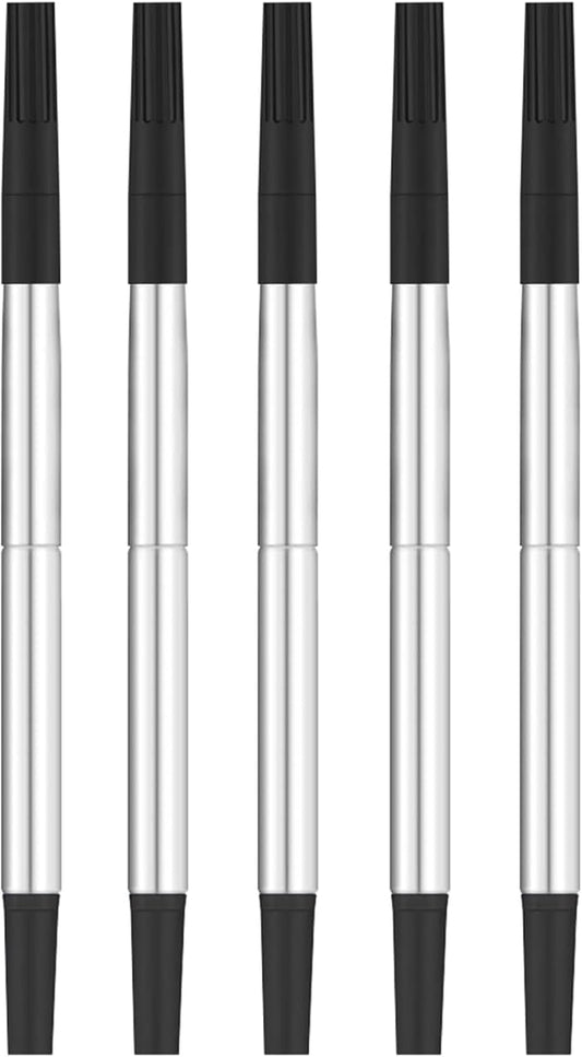 DunBong Quink Ink Rollerball, Compatible with Parker Rollerball Pens, 0.7mm Medium Point Black Ink Refill Pack of 5, Replaceable Gel Ink Pen Refills, Smooth Writing (Black-0.7mm)