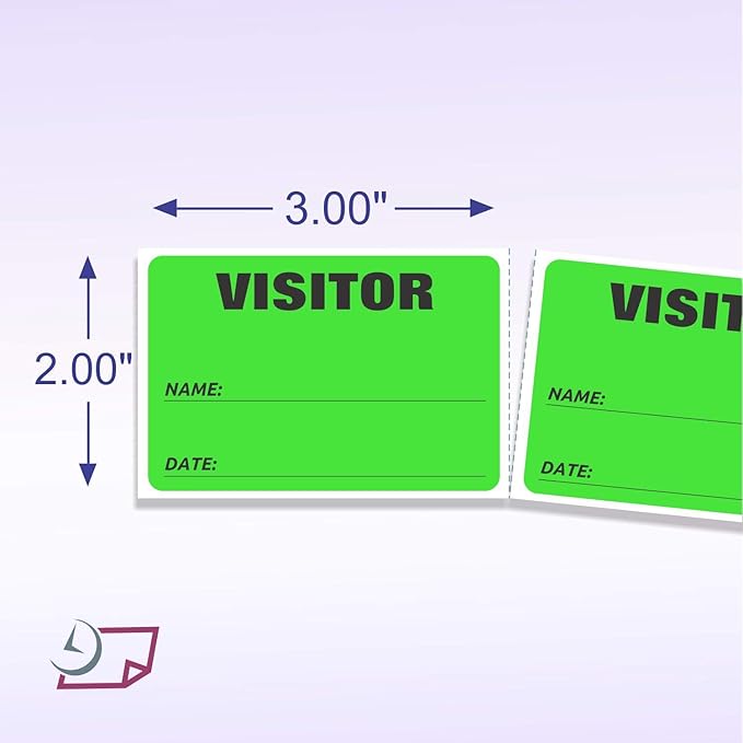 NextDayLabels - 3 x 2 Visitor Labels Pass, ID Labels and Safety Identification Badge Stickers 500 Per Roll (Fluorescent Green)