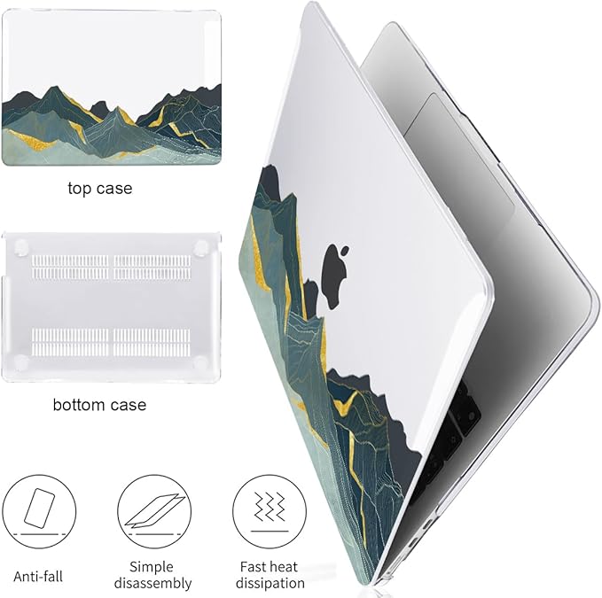 for 2022 2023 2024 2025 MacBook Air 13.6 inch Case M4 A3240 A3113 M3 A2681 M2, Crystal Plastic Hard Shell Case Keyboard Cover for Mac Air 13.6 M4 Liquid Retina Display, Circling Mountain