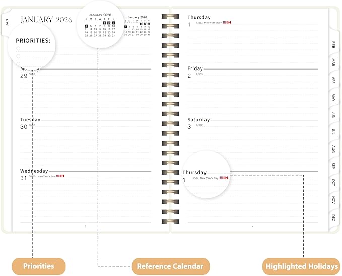 2026 Planner, Weekly and Monthly Calendar Planning Agenda, Jan 2026 - Dec 2026, Academic Planner Book, Desk Accessories and Office Supplies for women & men - A5 (6.3'' x 8.5'')