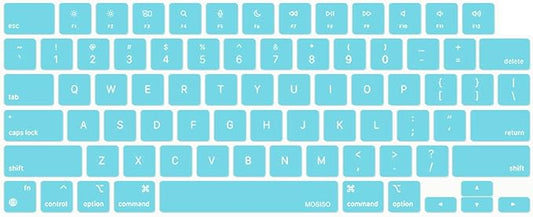 MOSISO Keyboard Cover Skin Compatible with MacBook Air 15 inch M3 A3114 M2 A2941/Air 13.6 A3113 A2681/Pro 14/16 M4 M3 M2 M1, Turquoise