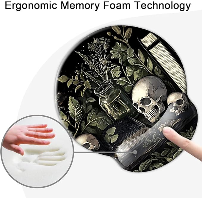 Ergo Comfort Gel Wrist Rest Mouse Pad-Ergonomic Office Mousepad with Wrist Support-Non-Slip, Design Desk Accessories Mat for Home&Game Decor Goth