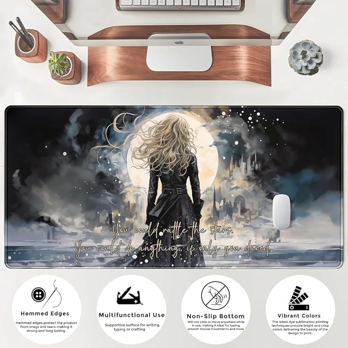 Dark Magic Large Mouse Pad Gaming MTG Playmat Original Paint Desk Mat Adventure Extended Mousepad Art Long Mouse Pads XXL, Cool Desk Pad for Keyboard with Stitched Edges 31.5" X 15.7 "