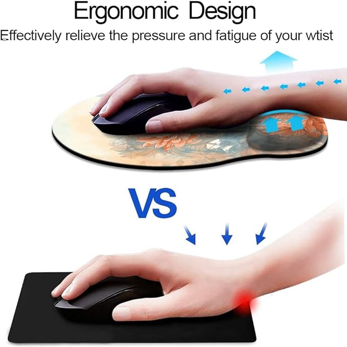 Ergo Comfort Gel Wrist Rest Mouse Pad-Ergonomic Office Mousepad with Wrist Support-Non-Slip, Design Desk Accessories Mat for Home&Game Decor Japanese Floral