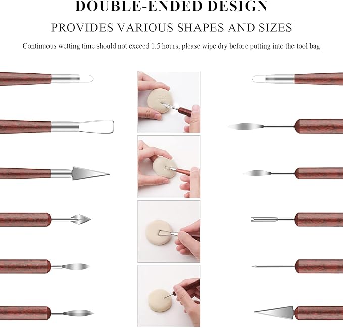 Clay Tools, 19 PCS Pottery Tools, Sculpting Tool for Pottery for Ceramic Craft, Carving, Drawing, Shaping