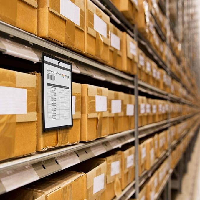 Job Ticket Holders 9x12 - (60 Pack), 8.5 x 11 Letter Size, Dry Erase Pockets, Clear & Black Plastic Sleeves - Durable, Reusable, and Practical for Work & Classroom Organization