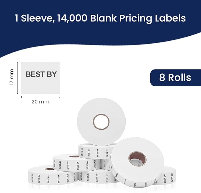 Perco Best by Labels for Monarch 1136 Price Gun - 8 Rolls, 14,000 Marking Labels