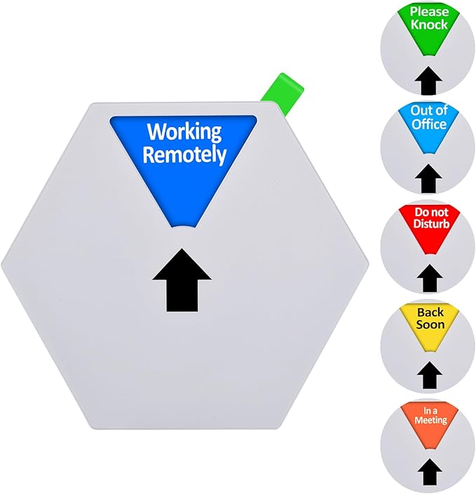 Kichwit Privacy Sign for Office Door, Do Not Disturb Sign, Please Knock, In a Meeting, Working Remotely, Out of Office, Back Soon, 5 Inch, Silver