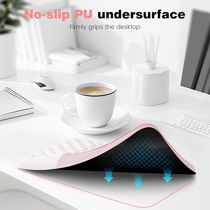 Ospelelf Mouse Pad with Wrist Rest Ergonomic Comfortable Pain Relief Mousepad Wrist Support for Computer Solid Pink