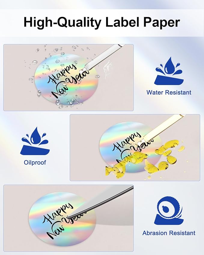 Phomemo 2" inch Round Reflective Thermal Labels, Color Self-Adhesive Stickers Label, Relly Cool Thermal Printer Label for Address, Logo, Shipping, Barcodes, QR Code (400 Labels/Rolls,1 Roll