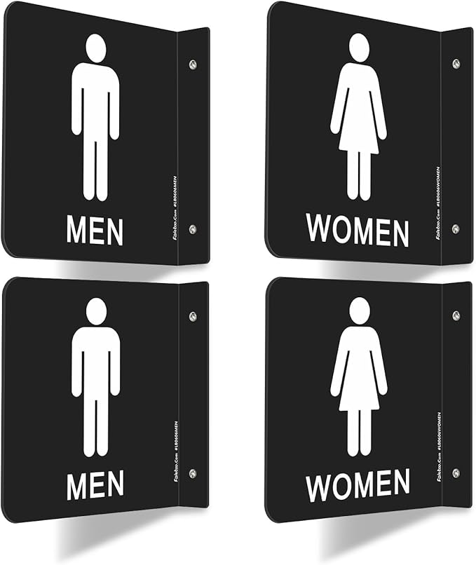 Faittoo Restroom Sign, Bathroom Signs, (4 Pack) 6 x 6 Inches Acrylic Sign, for Office or Business Bathroom and Toilet Door or Wall Decor, Indoor Outdoor Use (Men and women Set)