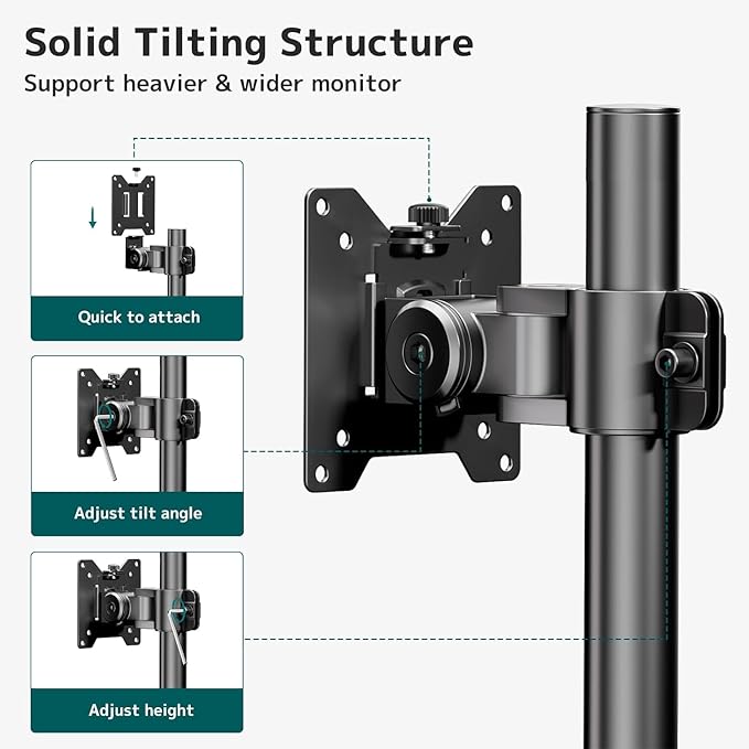Dual Vertically Stacked Ultrawide Monitor Desk Mount 17-49 Inch - Extra Tall Heavy Duty Adjustable Monitor Arm for 2 monitores,Weight 2-20 kg per Arm,VESA 75/100 mm