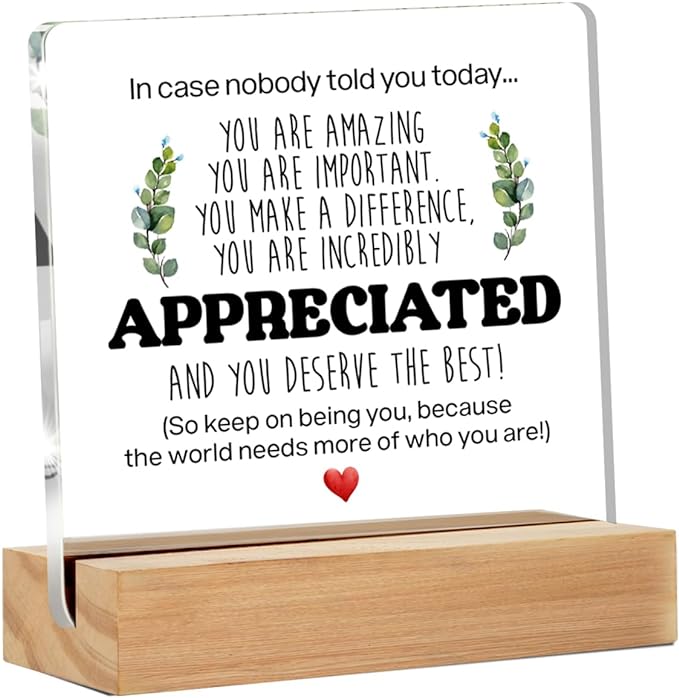 Inspirational Gift Ideas - Thank You Gifts for Women Men Friends - Appreciation Gifts for Coworker - Motivational Quote Clear Desk Sign Decor Home Office Desk Decor (4 x 4 Inches)