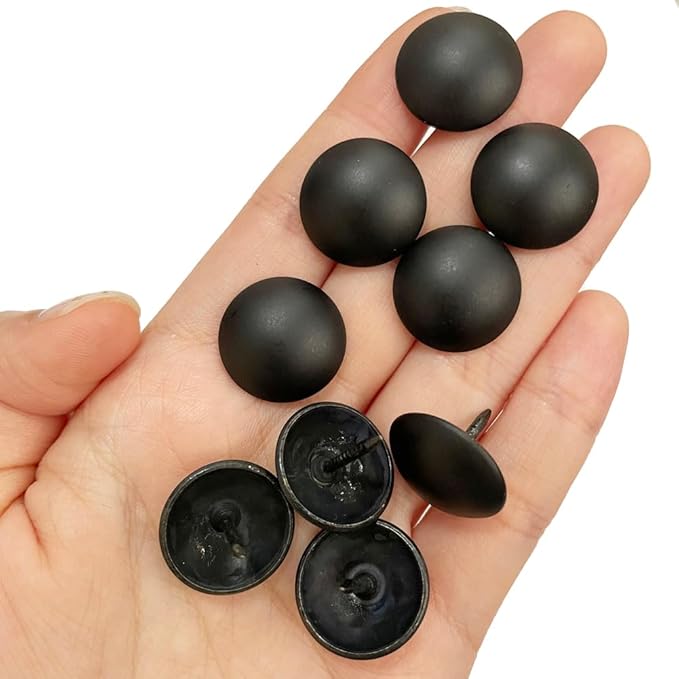 Let's Decorate 100PCS D19mm/0.75" Matt Black Upholstery Tacks, Decorative Tacks for Sofa Couch, Furniture Metal Thumb Tacks, Home DIY Decorative Nail Heads Nails (19mmx17mm Matt Black)