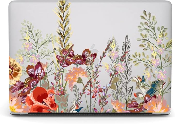 Bandless Case Compatible with MacBook Air 13 Retina 2018 2019 2020 Model A1932 A2179 A2337 M1, Plastic Hard Shell Protective Cover & Keyboard Skin for inch Touch ID - Flower