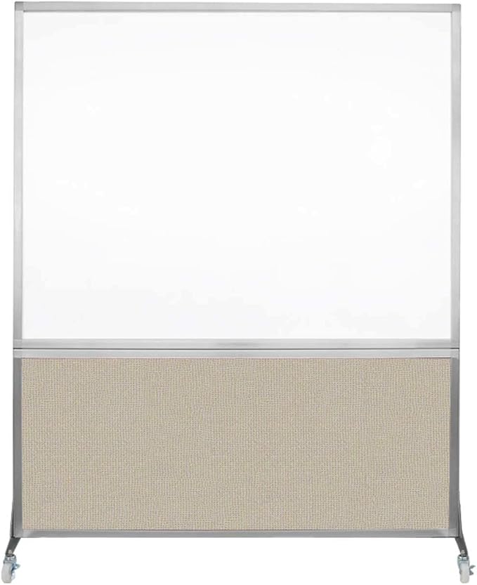 DivideWrite Mobile Whiteboard | Double Sided Dry Erase Board | Portable Office Cubicle Partition | Display for Classrooms, Conference Rooms, Meeting Areas and More | Sand Fabric 5' Wide X 6' Tall