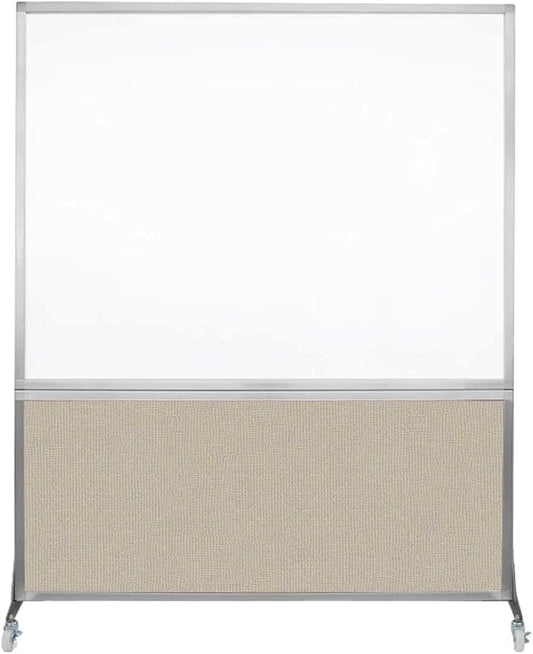 DivideWrite Mobile Whiteboard | Double Sided Dry Erase Board | Portable Office Cubicle Partition | Display for Classrooms, Conference Rooms, Meeting Areas and More | Sand Fabric 5' Wide X 6' Tall