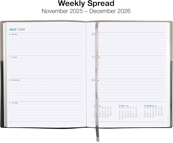 2026 Planner Calendar, 8"x10" : Includes 14 Months (November 2025 - December 2026) / 2026 Weekly Planner/Weekly Agenda/Monthly Calendar Organizer (Gray/Black)