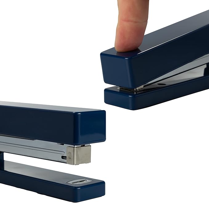 JAM PAPER Modern Desk Stapler - Navy Blue - Sold Individually
