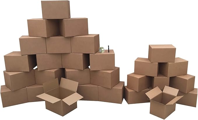 UBOXES 2 Room Economy Kit- 30 Moving Boxes, Bubble Roll, & Packing Tape