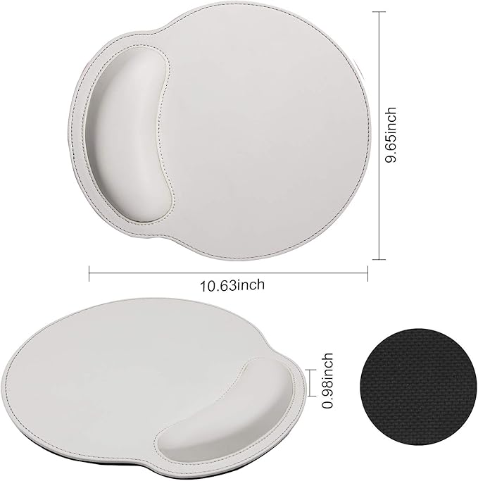 RICHEN Ergonomic PU Leather Keyboard Wrist Rest and Mouse Pad with Wrist Support, Memory Foam Set for Office and Gaming, Comfortable & Lightweight for Easy Typing & Pain Relief (White)