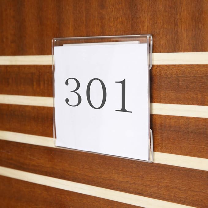 NIUBEE 5x7 inch Wall Mount Acrylic Sign Holder with Double Sided Tape Adhesive for Office, Home, Store, Restaurant, No Drilling - Horizontal (6 Pack)