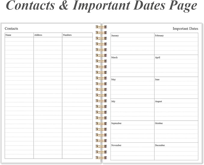 Daily Planner Undated - B5 To Do List Notebook Hourly Schedules, Spiral Appointment Planner for Women and Men, PVC Hardcover, Inner Pocket, Elastic Closure, 7" x 10", Rose Flower