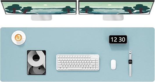 Hsurbtra Desk Pad, 48" x 17" PU Leather Desk Mat, XXXL Extended Mouse Pad, Waterproof Desktop Blotter Protector, Non-Slip Ultra Thin Large Laptop Keyboard Writing Mat for Office Home, Lake Blue