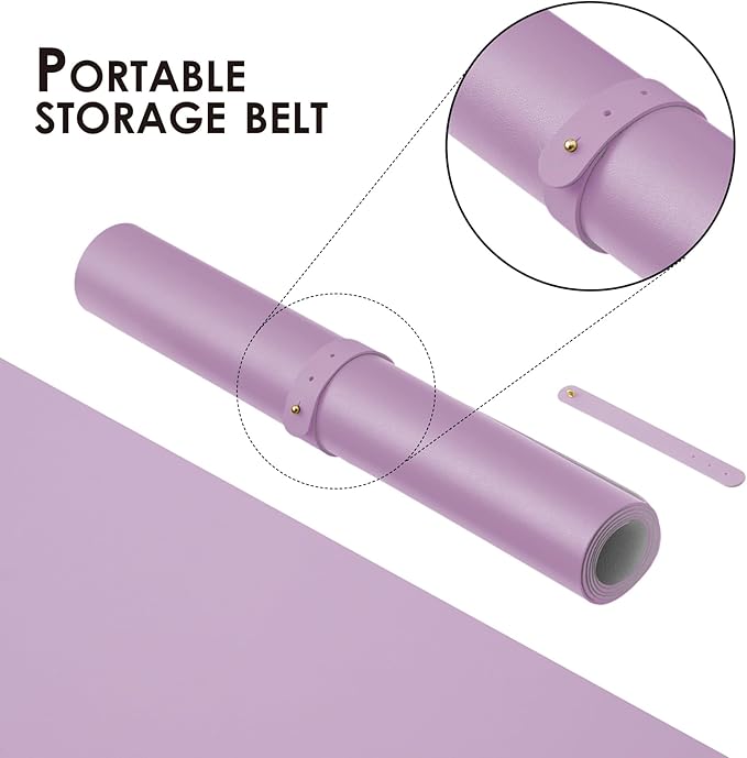 HOMIEAZICOZI Leather Desk Mat - Non-Slip PU Desk Pad for Office and Home - Desk Organization and Accessories - Ideal for Large Mouse Pad and Desk Mats on Top of Desks (Purple,36''x 17'') (DPD-Pu-L)